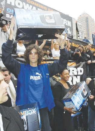 Howard Stern meets fans in Union Square Park in NYC to give away Sirius Satellite portable radios..
 