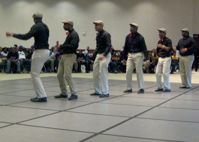 Members+of+the+Kappa+Alpha+Psi+Fraternity+perform+their+stroll.