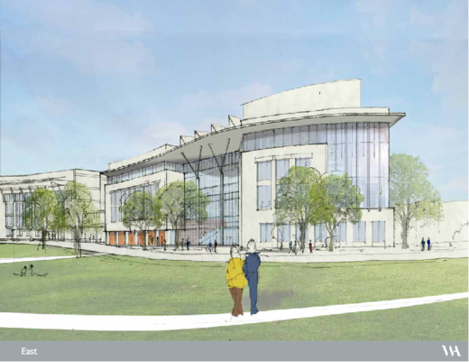 This illustration depicts the building as it will look when it is completed.

