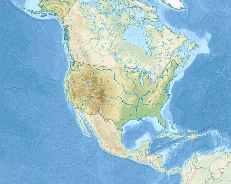 Composite map of North America.