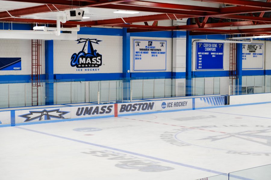 UMass Boston’s Edward T. Barry ice rink, located in the Clark Athletic Center.