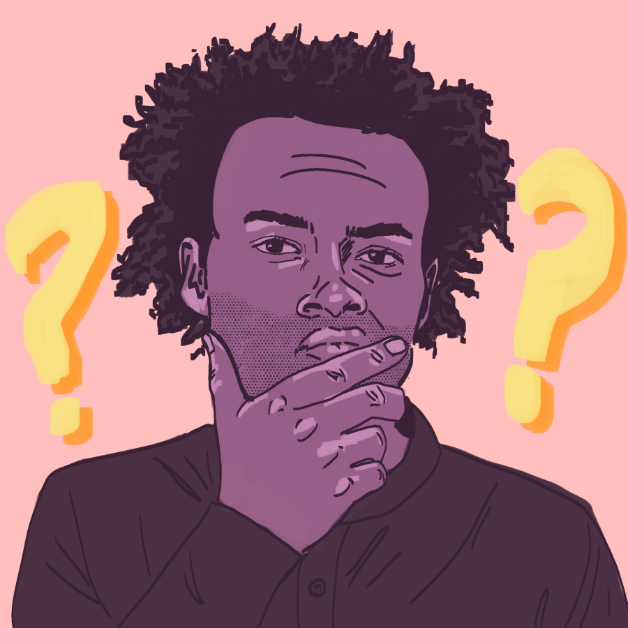 An illustration of a confused student with question marks. Illustration by Bianca Oppedisano (She/Her) / Mass Media Staff.