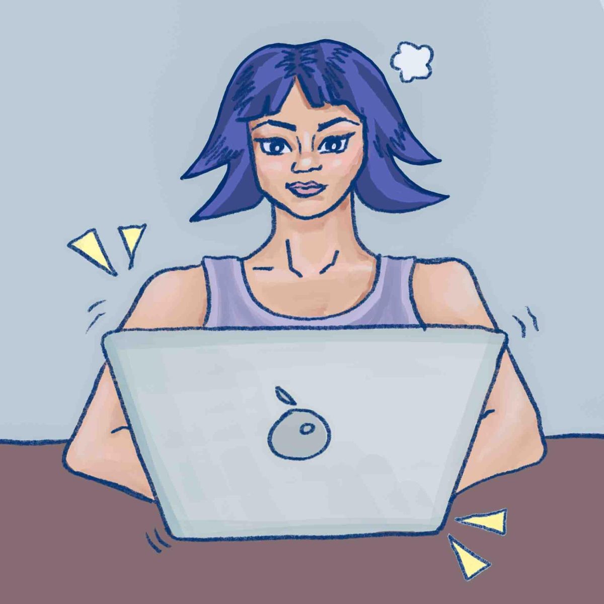 A student works on their laptop. Illustration by Eva Lycette (She/Her) / Mass Media Staff.