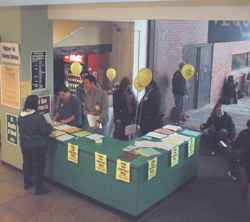 University union activists distribute leaflets in McCormack Hall.
 