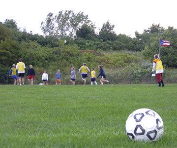 UMass women?s soccer team practicing prior to their October 4 match against Rhode Island College. - Photo by Kory Vergets
 