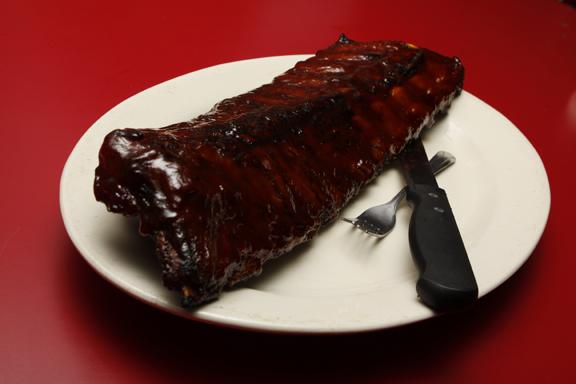 This rack of ribs from Clydes Bar and Grill, Walpole was thoroughly enjoyed by the photographer
 
