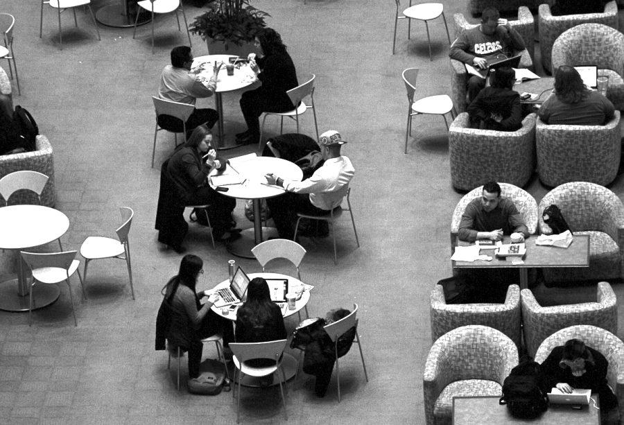 Students in the Campus Center Atrium