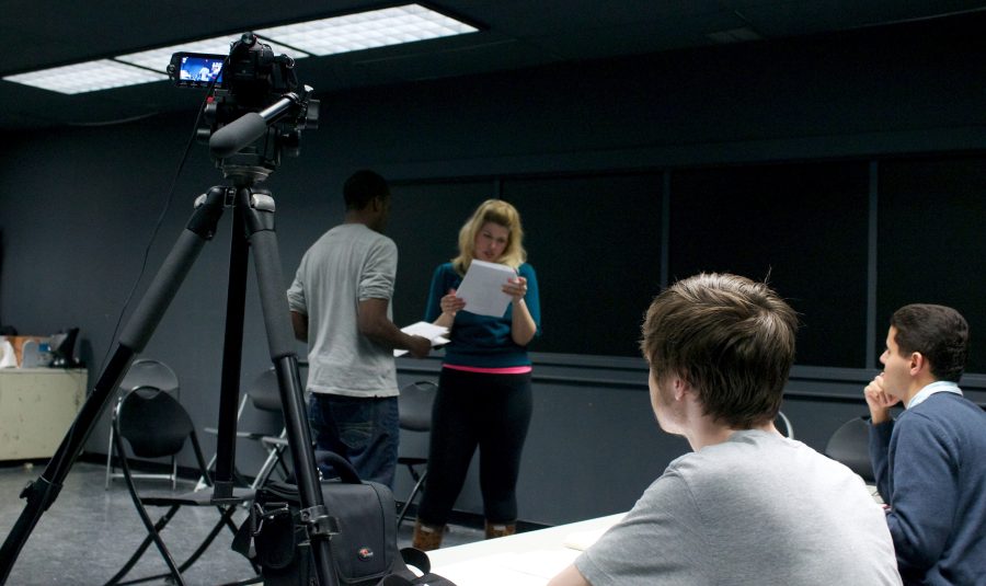 Students audition for the comedy web series as Turbides and Stewardson look on. &#160;The two writers hope to create 10 episodes to post on YouTube
