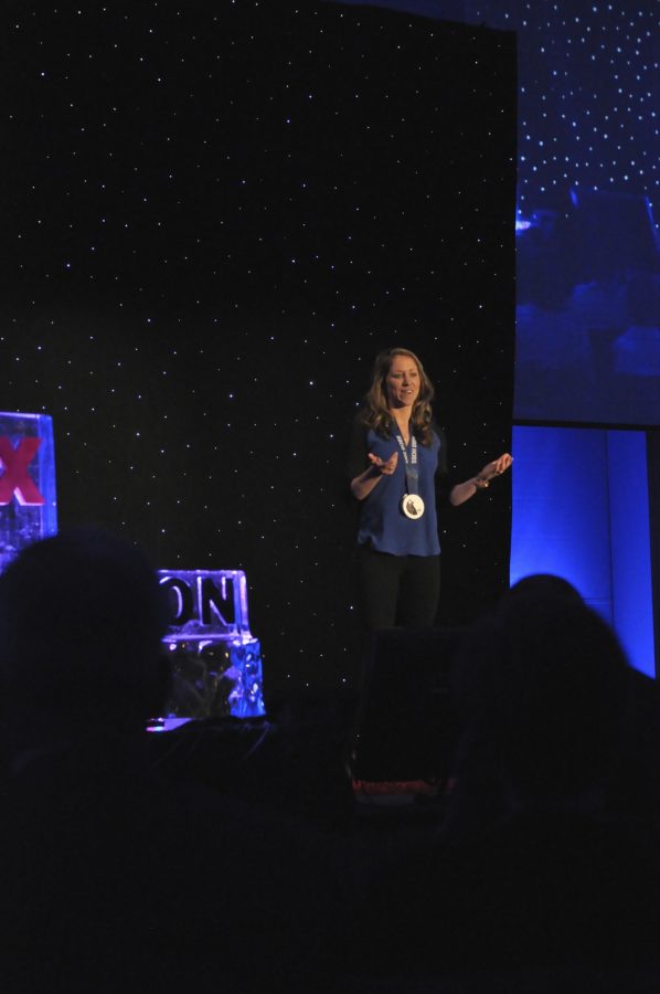 Meghan Duggan, the captain of the US Women's Olympic Hockey Team, spoke in the ballroom