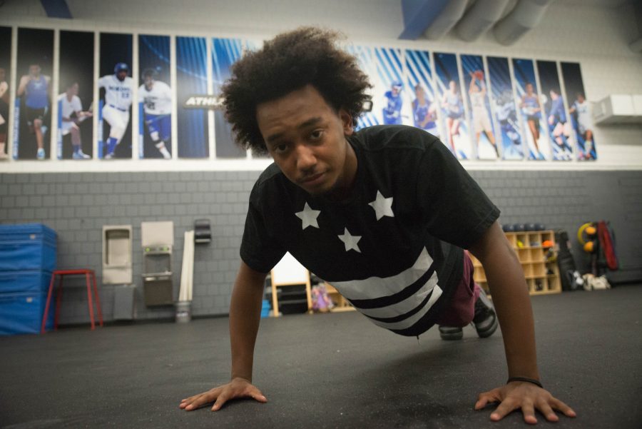 UMass Boston Athletics revamped the varsity weight room in the Clark Athletic Center, adding an anti-slip floor and hanging inspirational posters on the walls. 