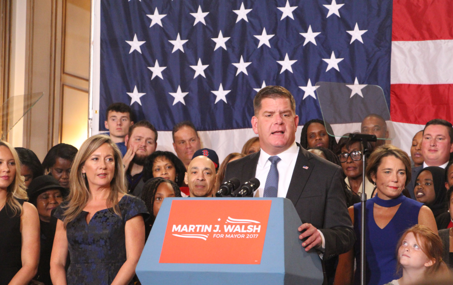 Mayor Marty Walsh on the night of his election.