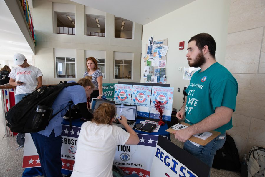 A student signs up to vote on National Voter Registration Day.&#160;