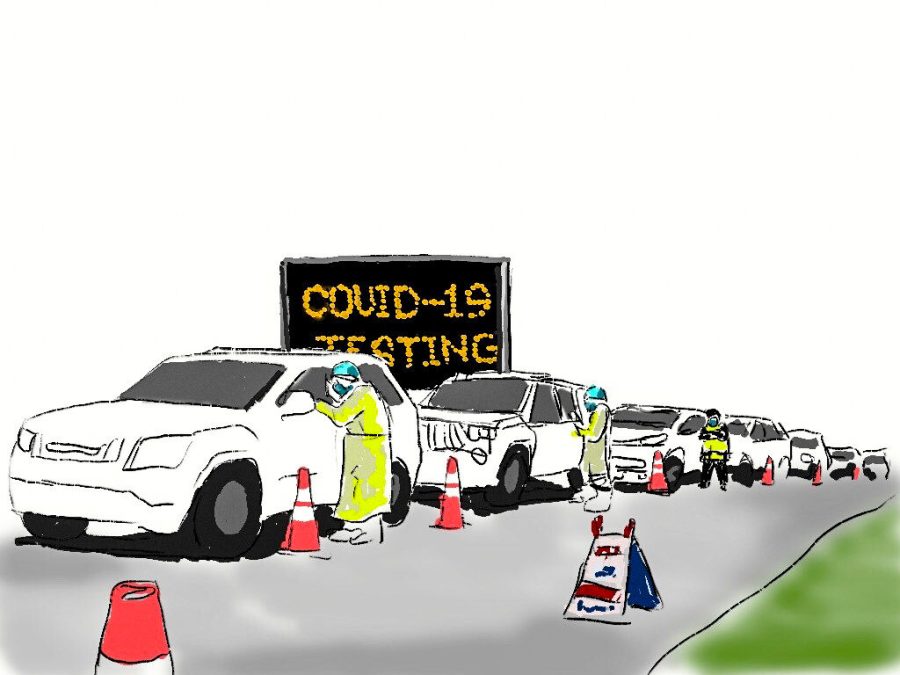 Illustration of COVID-19 testing site.