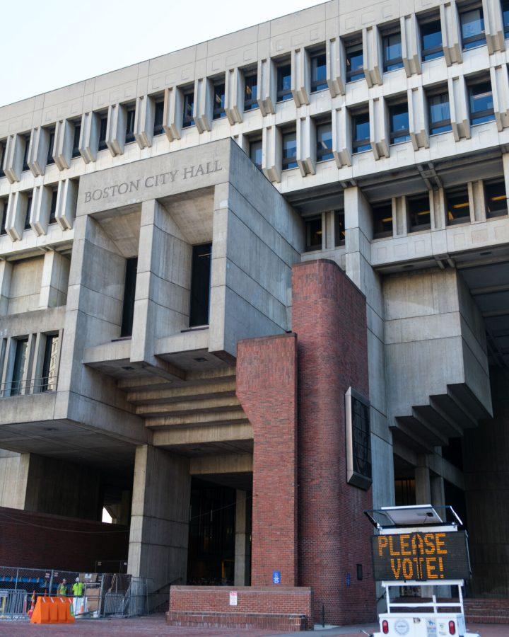Boston City Hall on the day of the preliminary municipal election, Sept. 14, 2021.