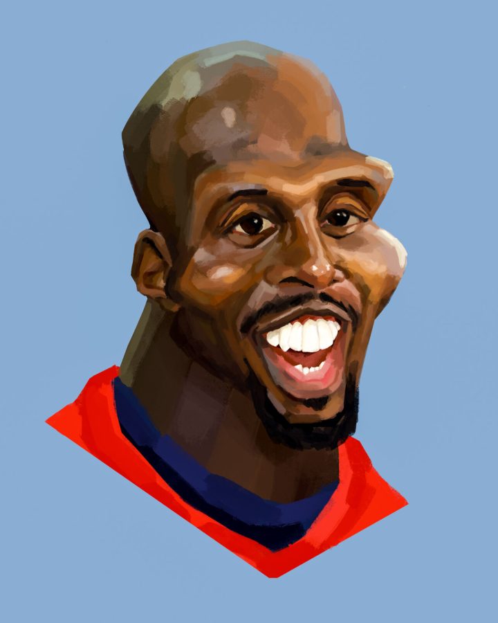 Caricature of Devin McCourty, free safety who plays for the New England Patriots.