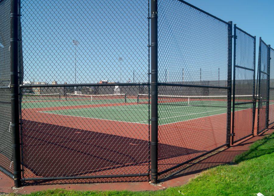 Tennis courts behind West Garage that are shared with Boston College High School students.