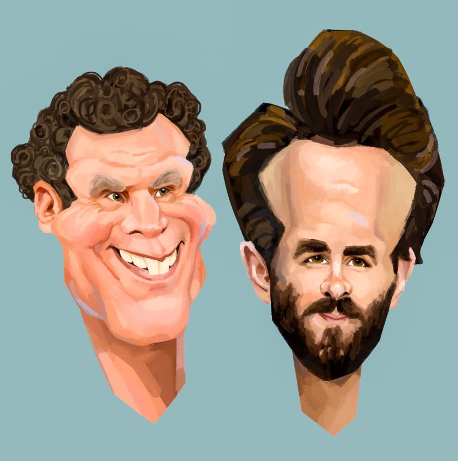 Caricature of Will Ferrell and Ryan Reynolds.