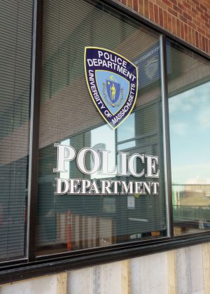 The UMass Boston police station, located in the Quinn Administration Building.