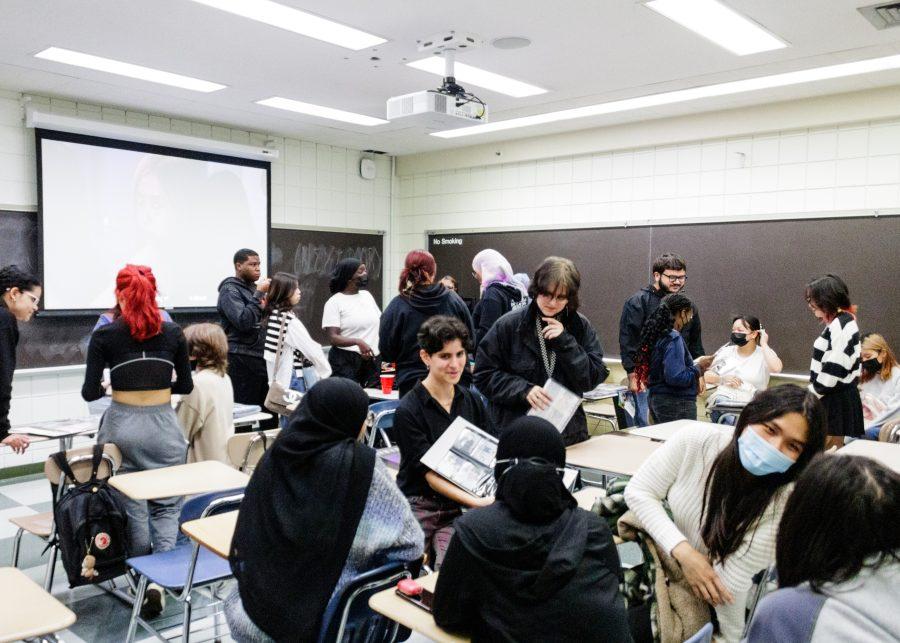 Students gather at Wheatley Hall for the first K-pop Club meeting of the spring semester.