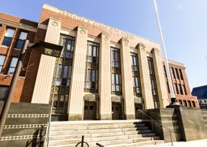 The exterior of Jeremiah Burke High School.