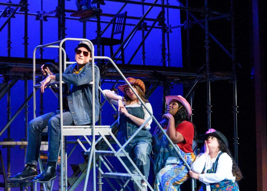Students performing during the dress rehearsal of UMass Boston’s production of the musical, ‘Working’.