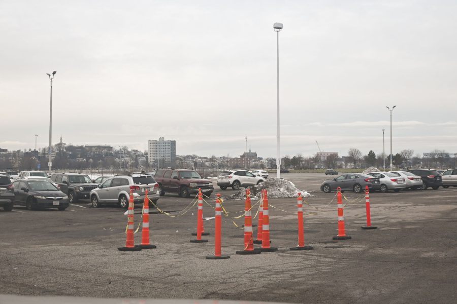 Image of Bayside parking as they start fixing the parking lot. Photo by Olivia Reid (She/Her) / Photography Editor. 