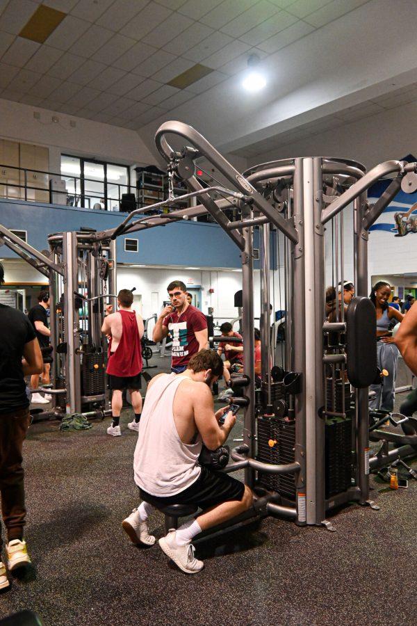 Students utilize the gym located in Mccormick to get a workout in between classes. Photo by Olivia Reid (She/Her) / Photography Editor. 