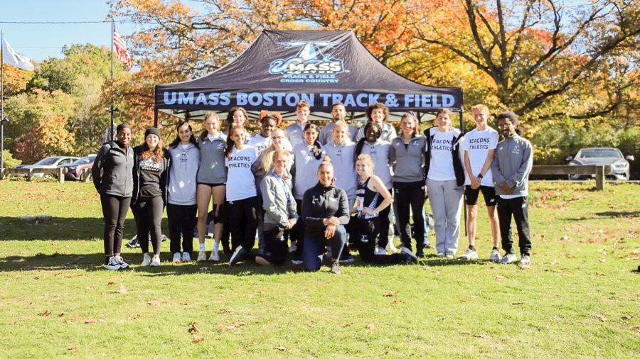 Mass Boston's Track and field team during a meet. Photo courtesy of Beacon Athletics. 