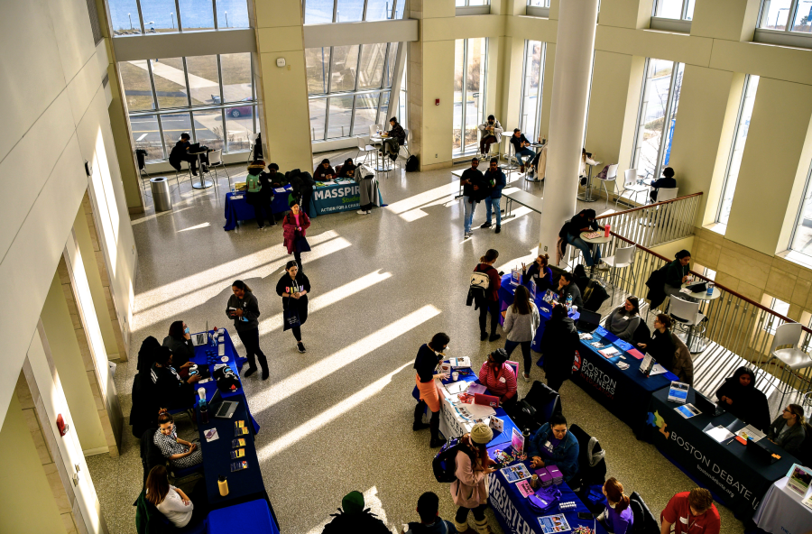The recent involvement fair that took place on the 1st floor of the Campus Center from February 2, 2023.Photo by Caitlin Feest / Mass Media Contributor. 