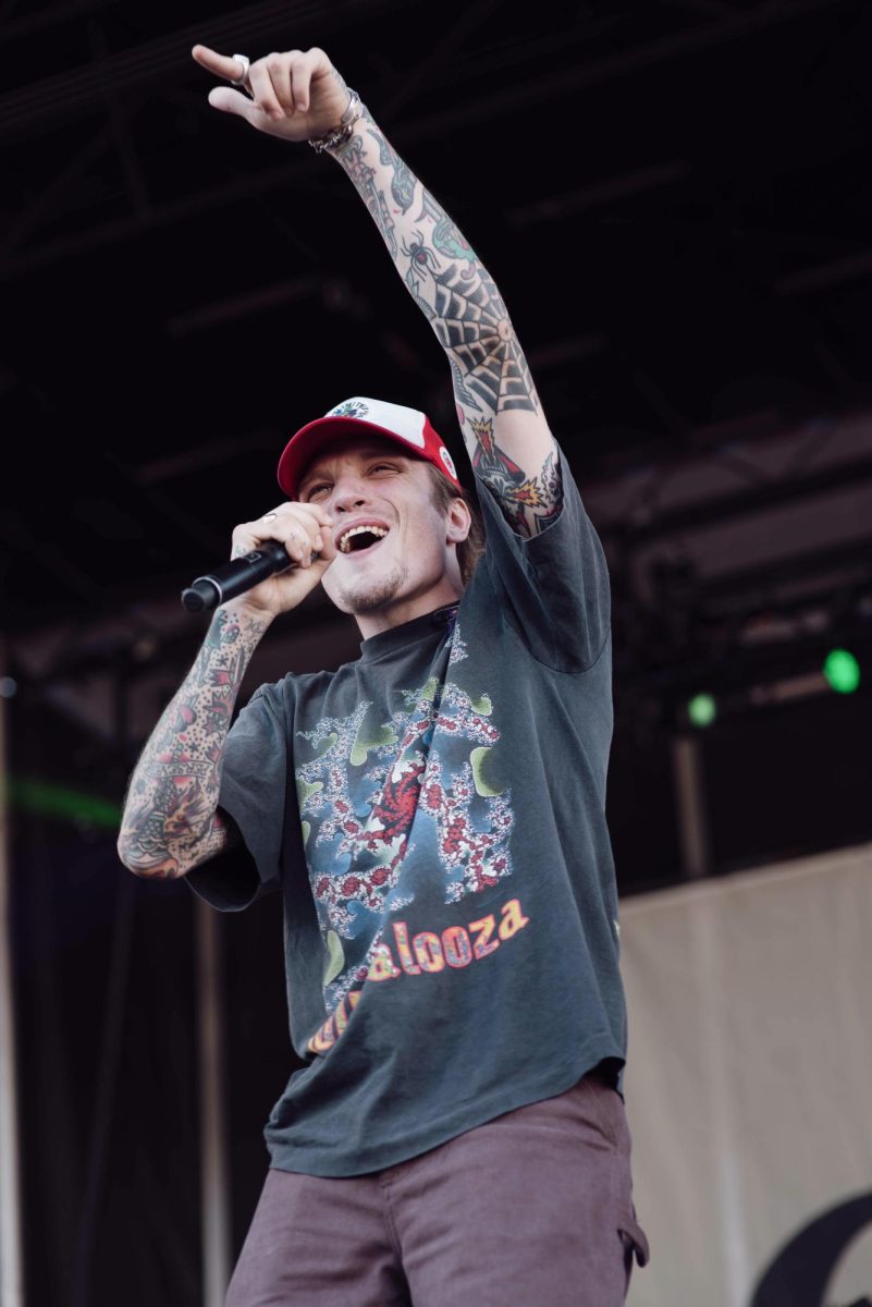 Ben Barlow, the frontman of Neck Deep, performing at Sad Summer Fest in Worcester, Ma. Photo by Olivia Reid / Photography Editor.