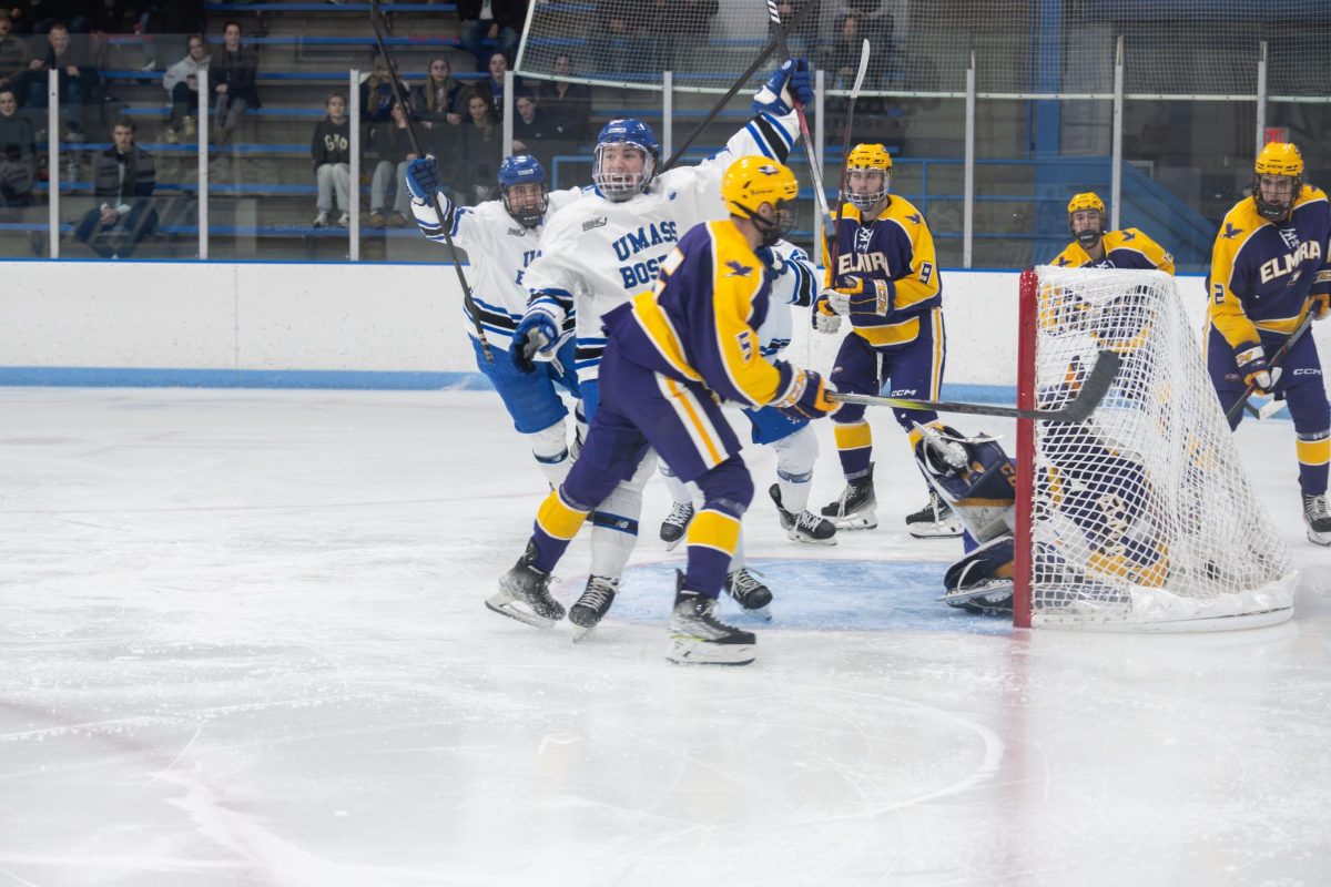 Men’s hockey against Elmira College during a previous home game. Photo by Dong Woo Im / Mass Media Staff.
