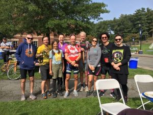 Listed from let to right, Liam Revell, Nathan Przybysz, Judy Lieberman, Brook Moyers, Jonathan Frankel, Rick Kesseli, Mayra Cadorin Vidal, Rafael Valotta Rodrigues and Spencer Caddigan gathered for Three Squares New England’s Ride for Food event. Photo submitted by Adan Colon-Carmona. 