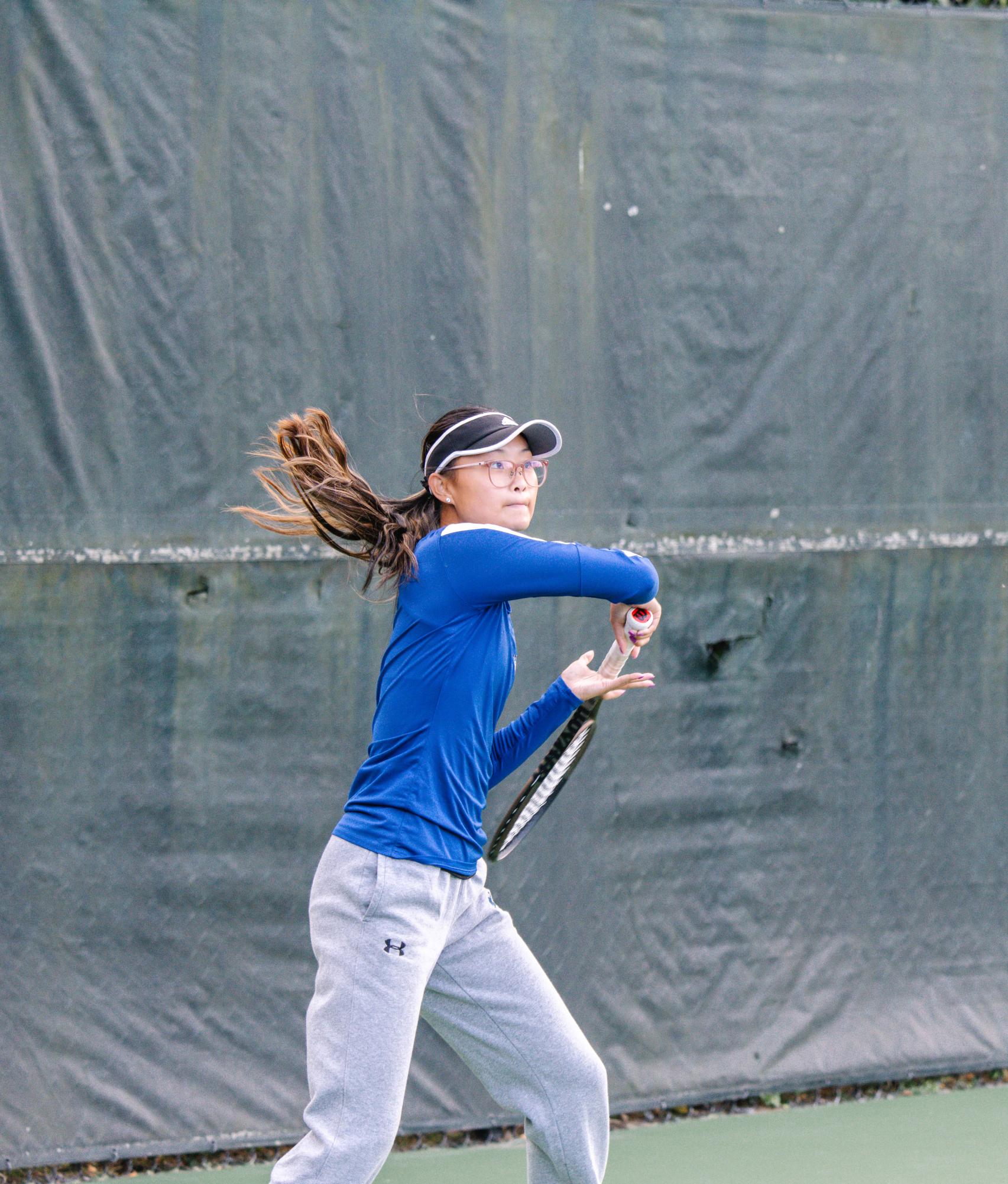 Women's Tennis: Lydia Chan brings her A-game in last Thursday’s match.