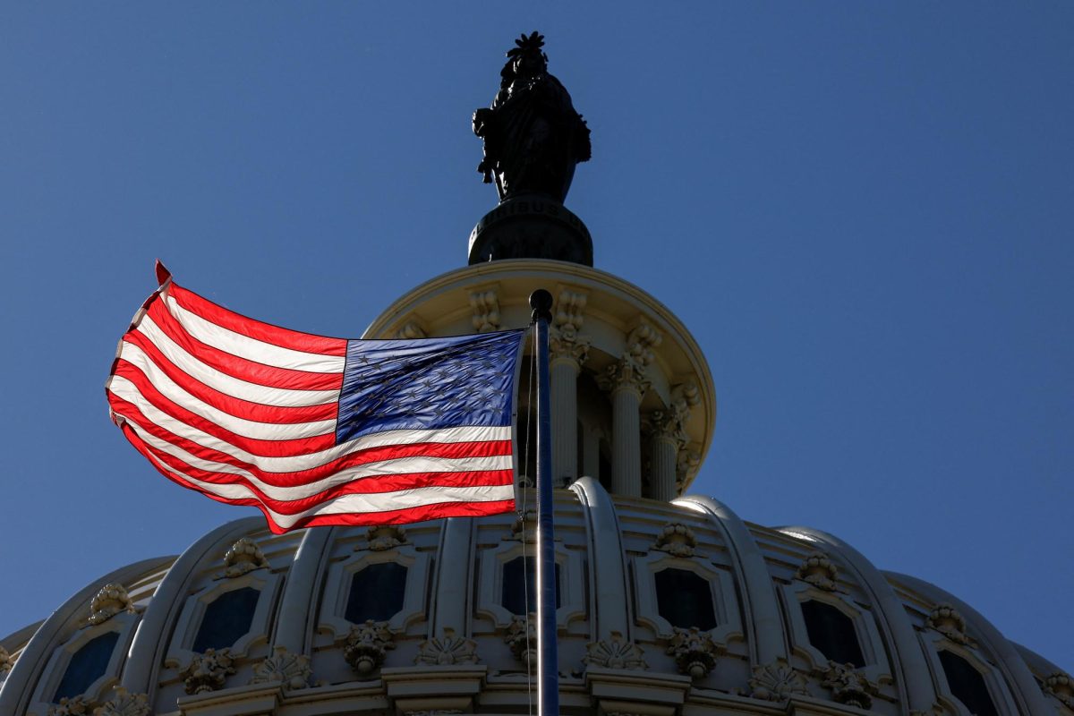 An American Flag on the U.S. Capitol Building in Washington, Aug. 31,
2023.