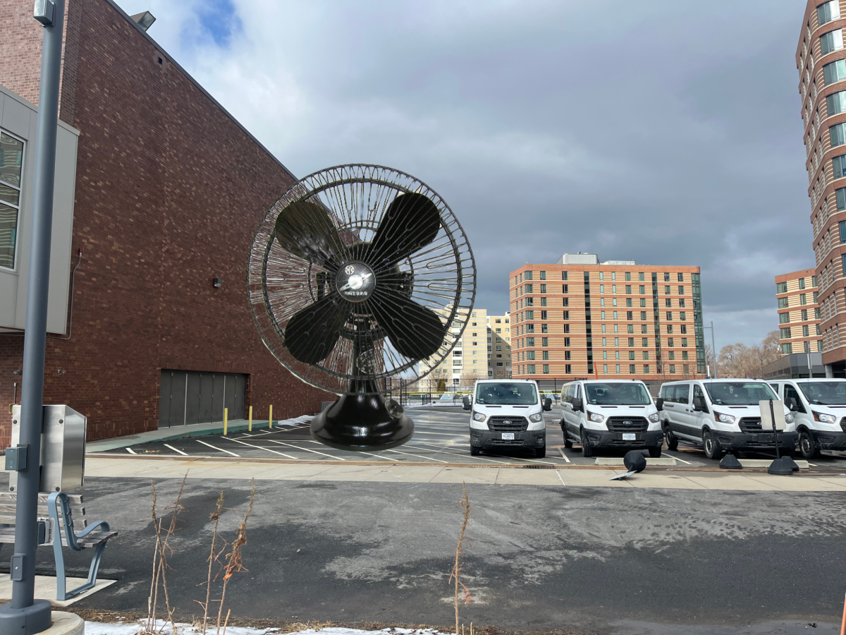 A “Big A— Fan” is placed by the residence halls to combat coastal wind by blowing it straight back to the ocean. Dakota Brown for The Mass Media