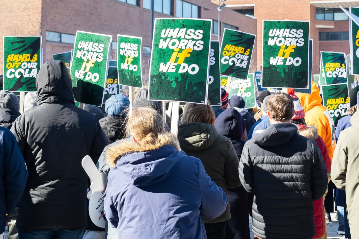 PSU members rally for cost of living adjustment security at a picket Feb. 4.