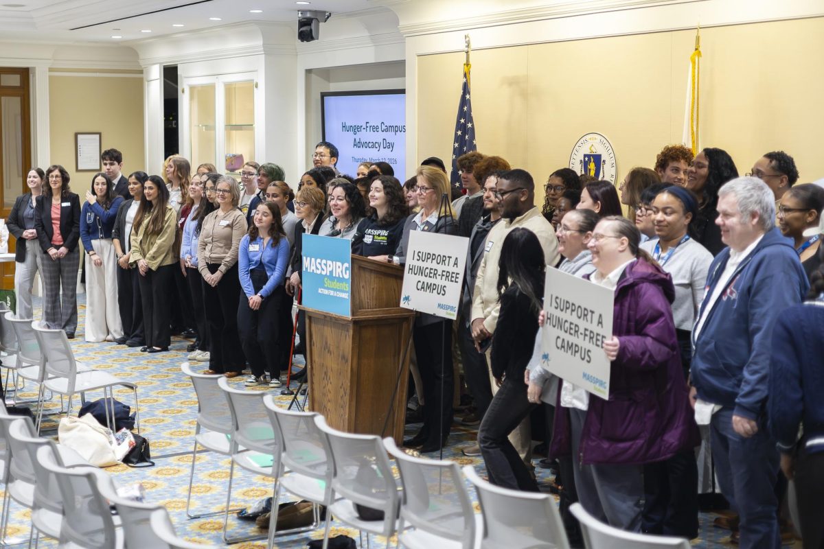 MASSPIRG and student advocates at an educational speaker and student panel session on lobby day March 12. 