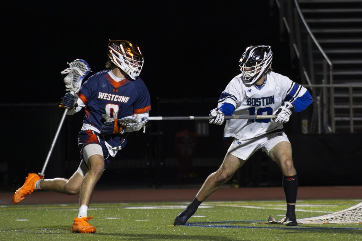 Sophomore Oliver Bateman for the Beacons (right) v. Western Connecticut on April 21.