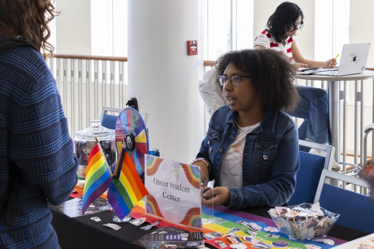 The Queer Student Center tabling at a resource fair co-hosted by the Q and Immigrant Student Program on April 23.