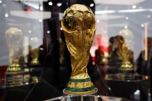 Soccer Football - FIFA World Cup - Trophy on display in Monterrey - Estadio BBVA, Monterrey, Mexico - March 14, 2026 General view of the World Cup trophy on display REUTERS/Daniel Becerril